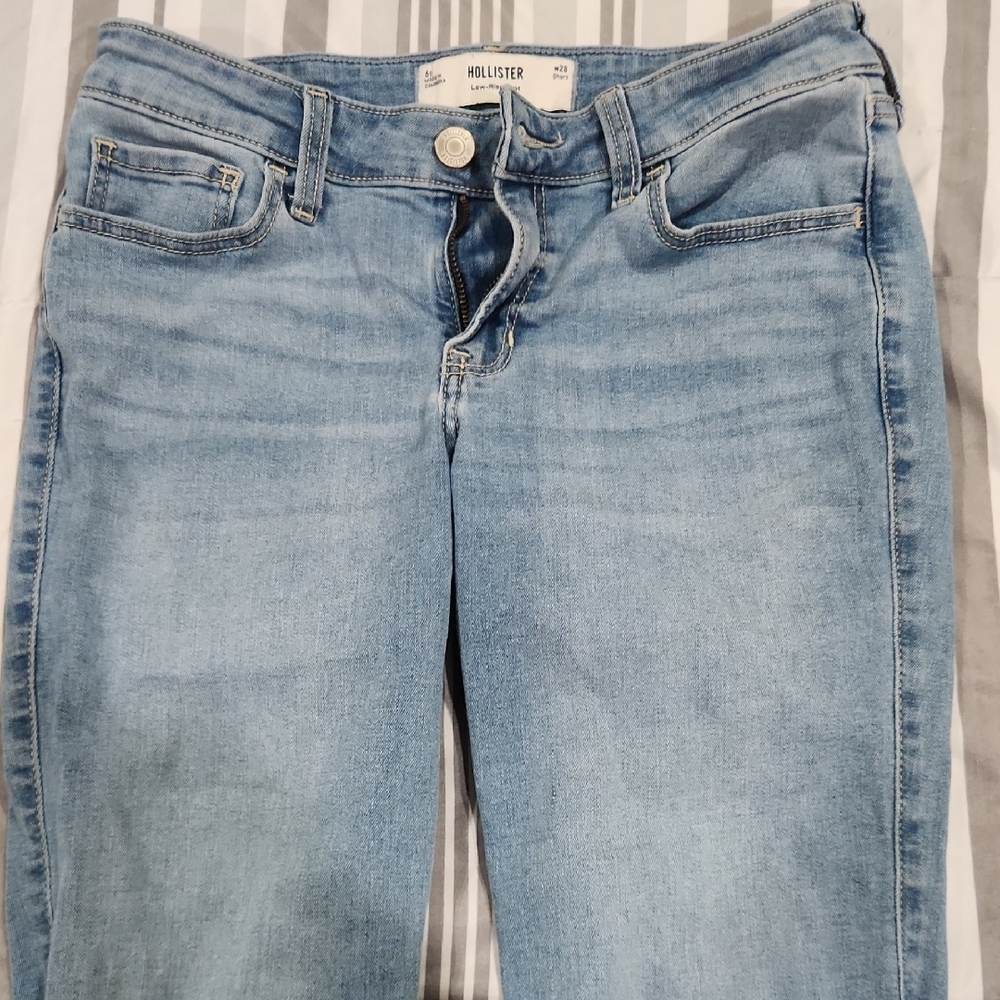 Hollister Women's Sky Blue Low Rise Boot Cut Jeans